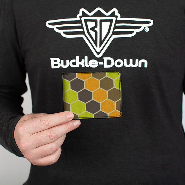 Buckle-Down Bi-Fold Wallet - Honeycomb Greens Orange