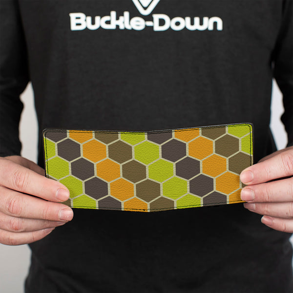 Buckle-Down Bi-Fold Wallet - Honeycomb Greens Orange