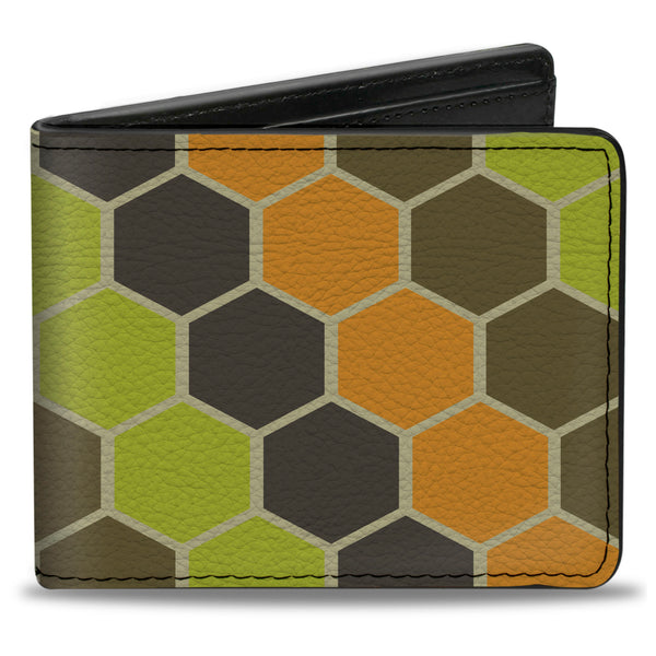 Buckle-Down Bi-Fold Wallet - Honeycomb Greens Orange