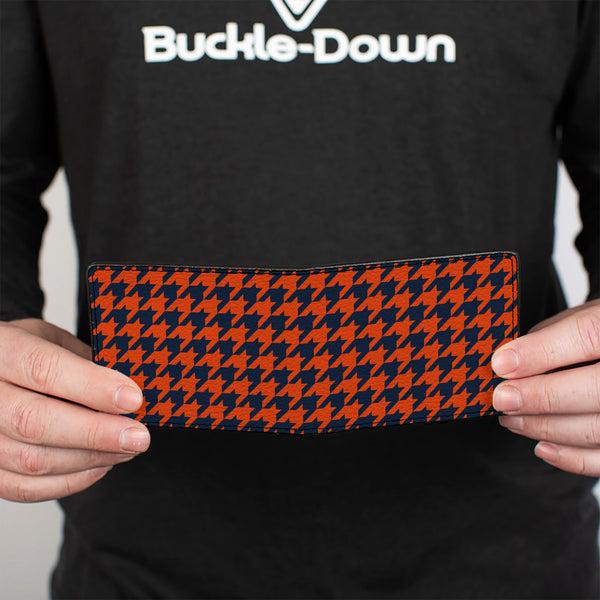Buckle-Down Bi-Fold Wallet - Houndstooth Orange Blue