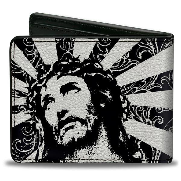 Buckle-Down Bi-Fold Wallet - Jesus Black White