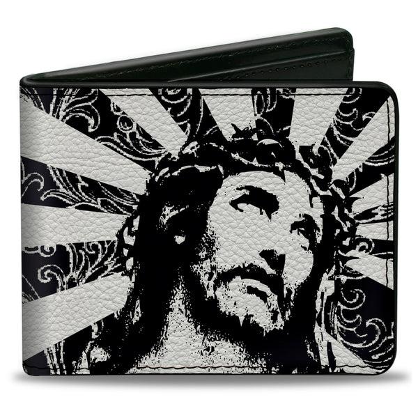 Buckle-Down Bi-Fold Wallet - Jesus Black White
