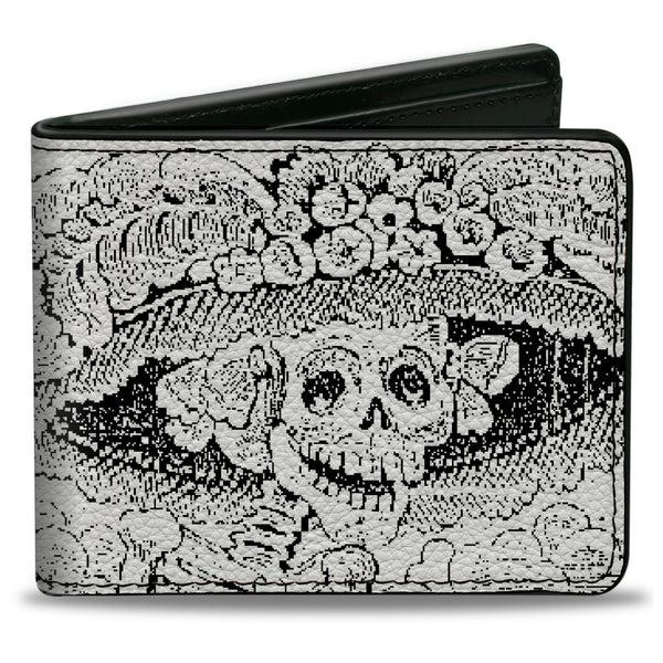 Buckle-Down Bi-Fold Wallet - La Catrina Black White