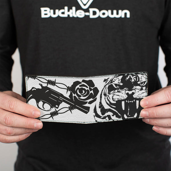 Buckle-Down Bi-Fold Wallet - Madness White Black