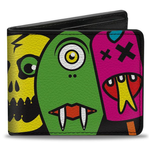 Buckle-Down Bi-Fold Wallet - Monsters CLOSE-UP Black