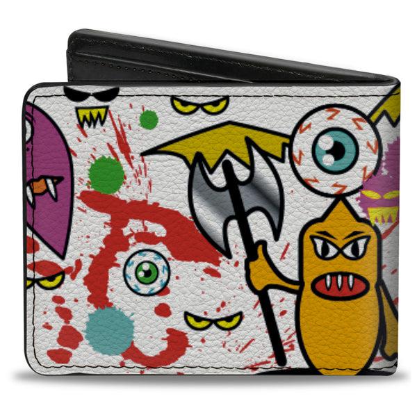 Buckle-Down Bi-Fold Wallet - Monsters White