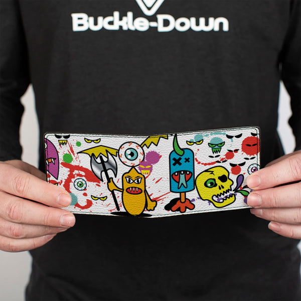 Buckle-Down Bi-Fold Wallet - Monsters White