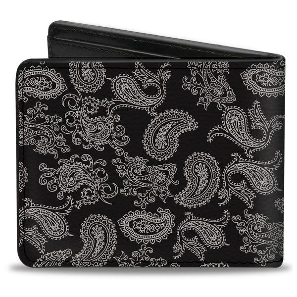 Buckle-Down Bi-Fold Wallet - Paisley2 Black White