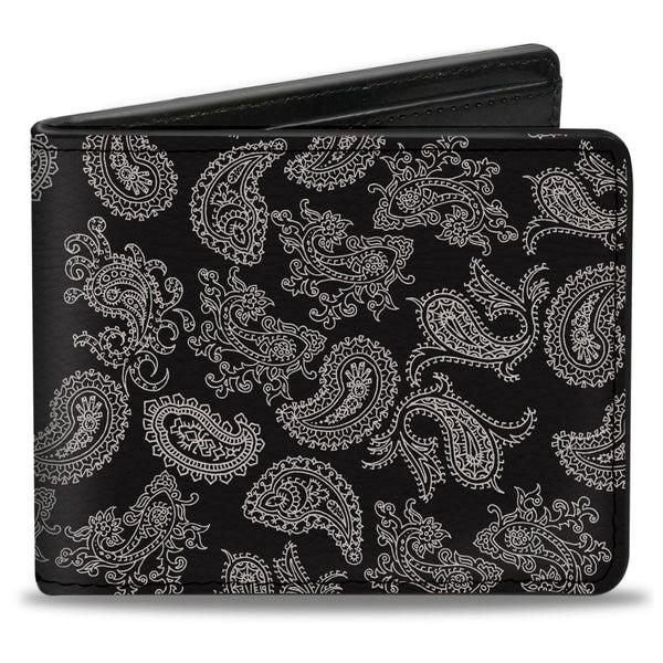 Buckle-Down Bi-Fold Wallet - Paisley2 Black White