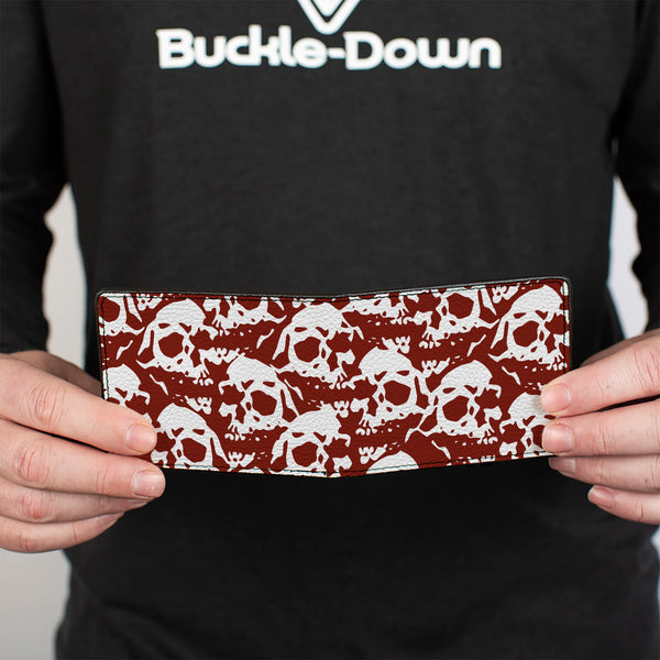 Buckle-Down Bi-Fold Wallet - Skull Yard Red White