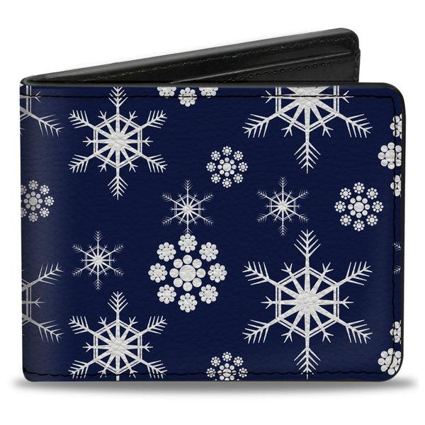 Buckle-Down Bi-Fold Wallet - Snowflakes Blue White