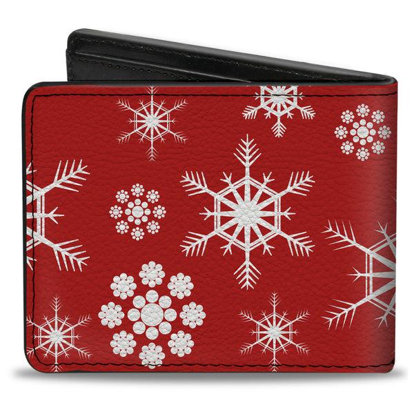 Buckle-Down Bi-Fold Wallet - Snowflakes Red White