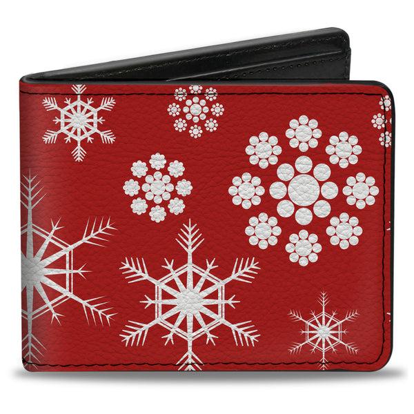 Buckle-Down Bi-Fold Wallet - Snowflakes Red White