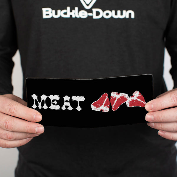 Buckle-Down Bi-Fold Wallet - Steaks W MEAT Text