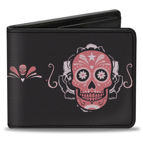 Buckle-Down Bi-Fold Wallet - Sugar Skulls Gray Pink