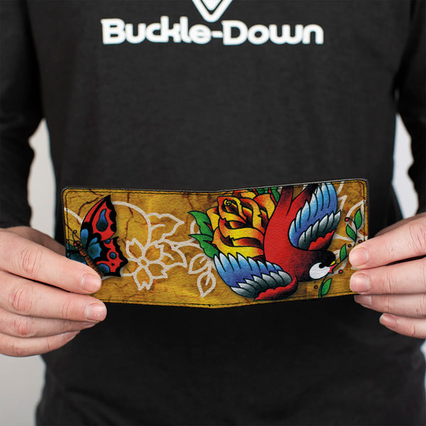 Buckle-Down Bi-Fold Wallet - Tattoo Johnny-Bird & Rose