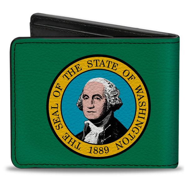 Buckle-Down Bi-Fold Wallet - Washington Flags Black