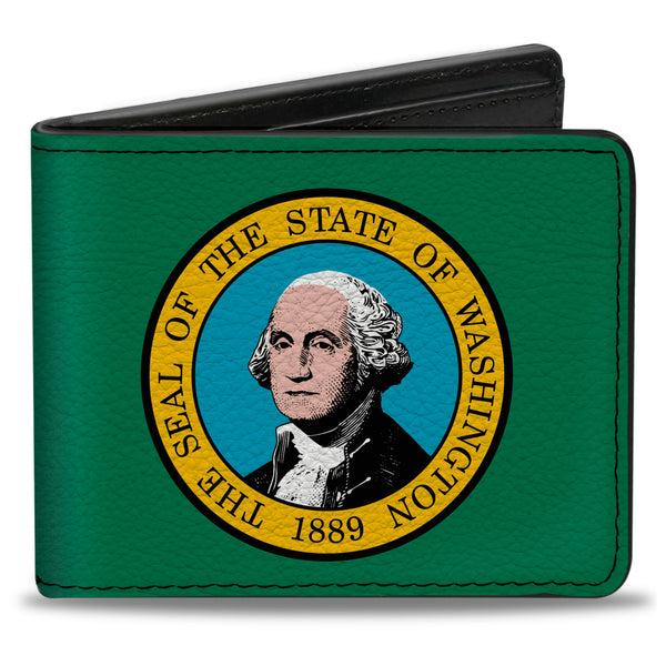Buckle-Down Bi-Fold Wallet - Washington Flags Black