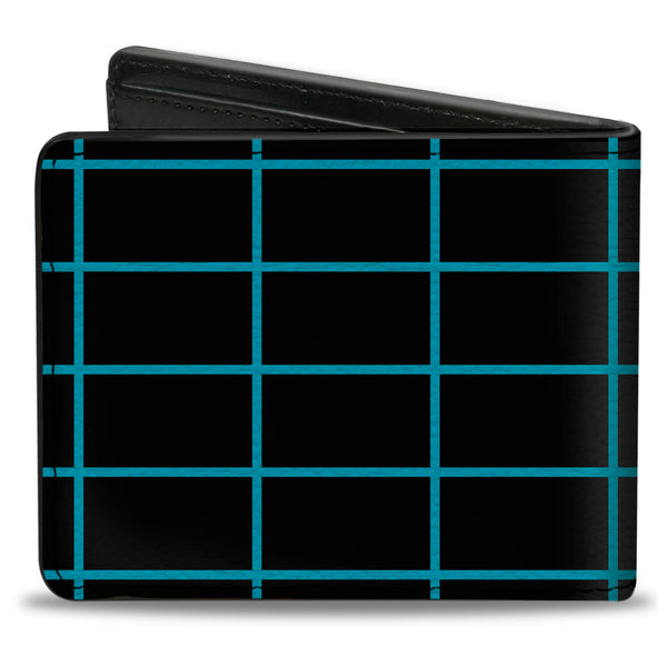 Buckle-Down Bi-Fold Wallet - Wire Grid Black Blue