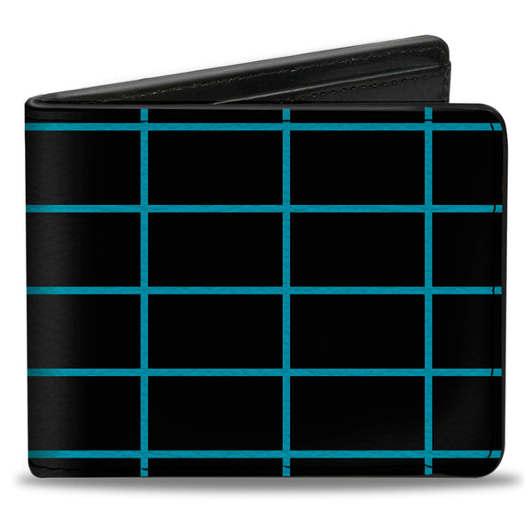 Buckle-Down Bi-Fold Wallet - Wire Grid Black Blue