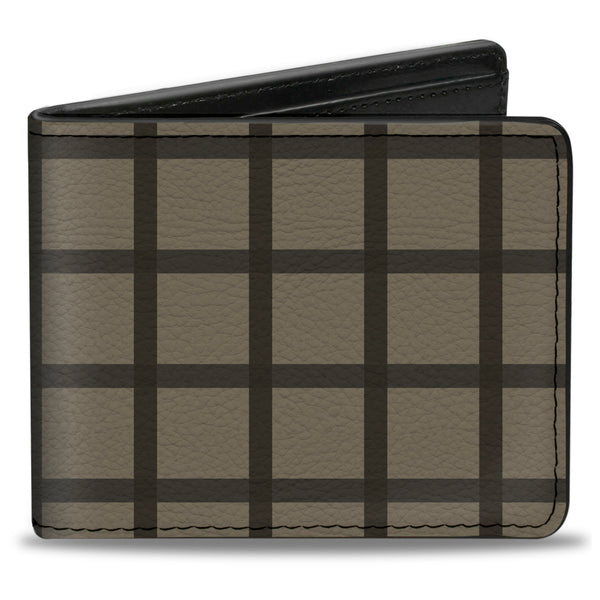 Buckle-Down Bi-Fold Wallet - Wire Grid Tan Brown