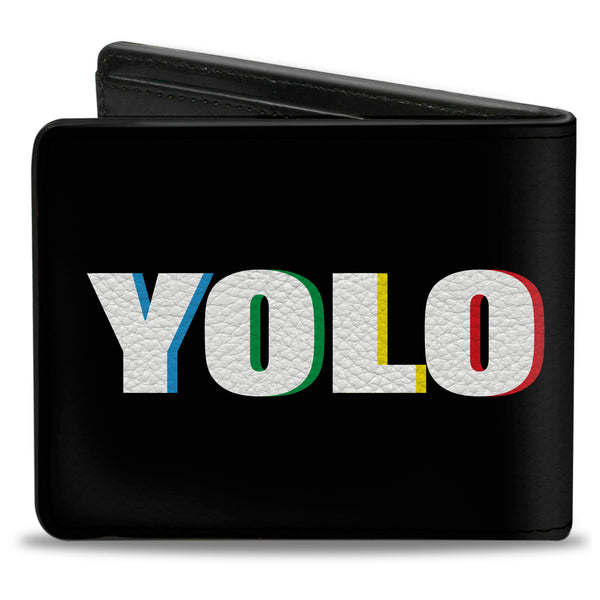 Buckle-Down Bi-Fold Wallet - YOLO Black Multi Color