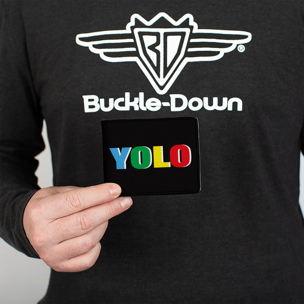 Buckle-Down Bi-Fold Wallet - YOLO Black Multi Color