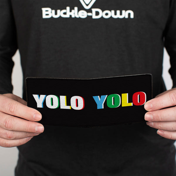 Buckle-Down Bi-Fold Wallet - YOLO Black Multi Color
