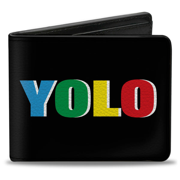Buckle-Down Bi-Fold Wallet - YOLO Black Multi Color