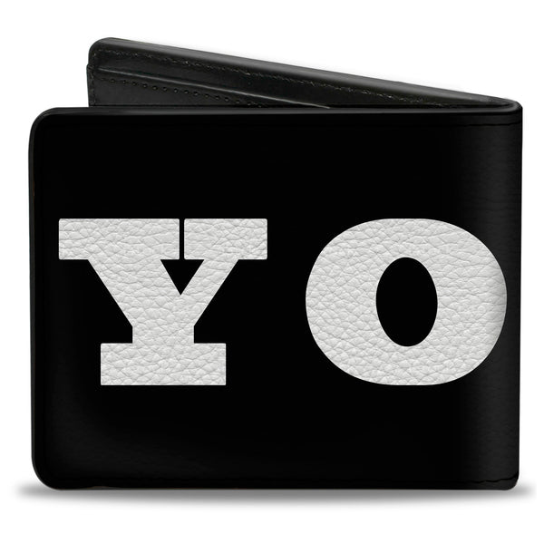 Buckle-Down Bi-Fold Wallet - YOLO Bold Black White