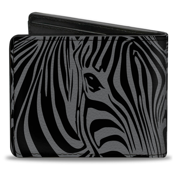Buckle-Down Bi-Fold Wallet - Zebra Head Black Gray