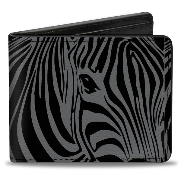 Buckle-Down Bi-Fold Wallet - Zebra Head Black Gray