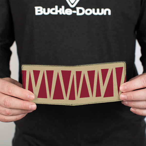 Buckle-Down Bi-Fold Wallet - Zig Zag Doodle Tan Red
