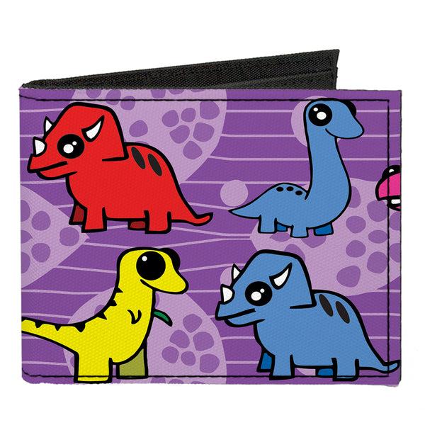 Buckle-Down Canvas Bi-Fold Wallet - Dinosaur Cartoon