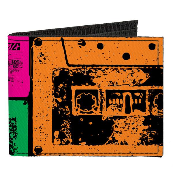 Buckle-Down Canvas Bi-Fold Wallet - Tapes Multi Neon