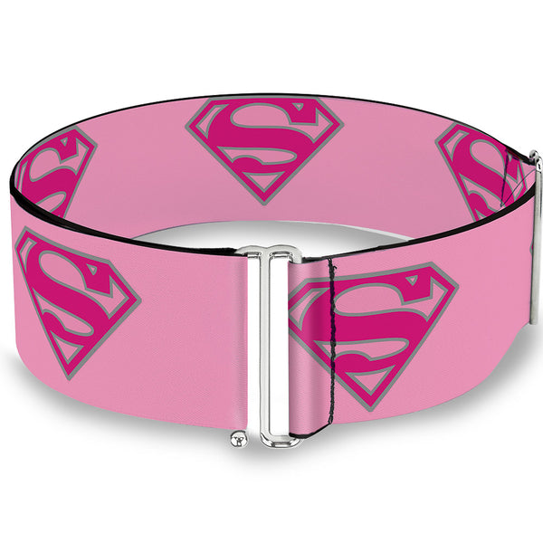 Buckle-Down Cinch Waist Belt - Superman Shield Pink