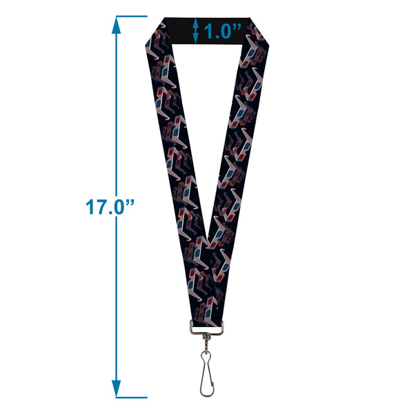 Buckle-Down Lanyard - 1.0" - 3-D Glasses Black