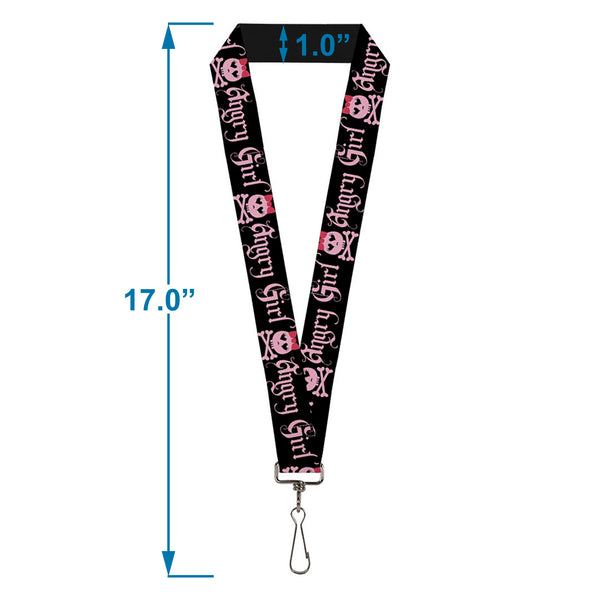 Buckle-Down Lanyard - 1.0" - Angry Girl Black Pink
