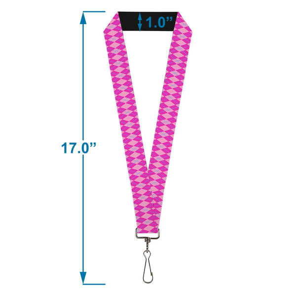 Buckle-Down Lanyard - 1.0" - Argyle Pink Fuchsia Blue
