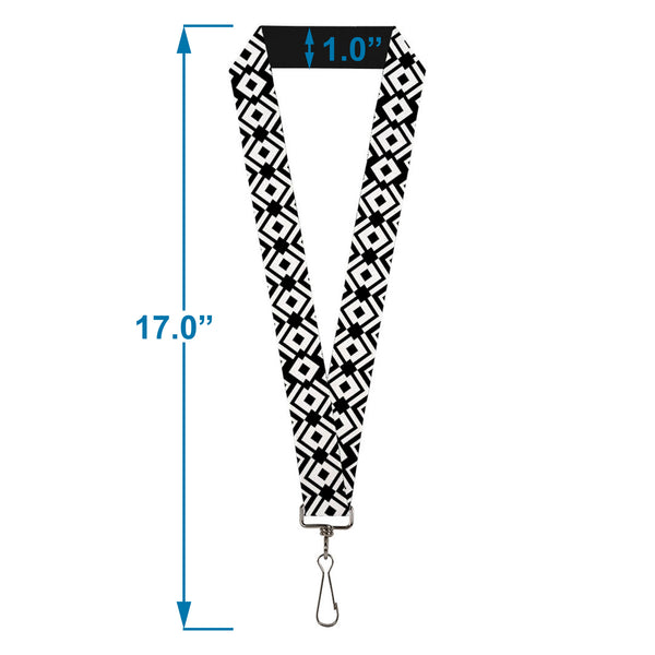 Buckle-Down Lanyard - 1.0" - Aztec2 White Black
