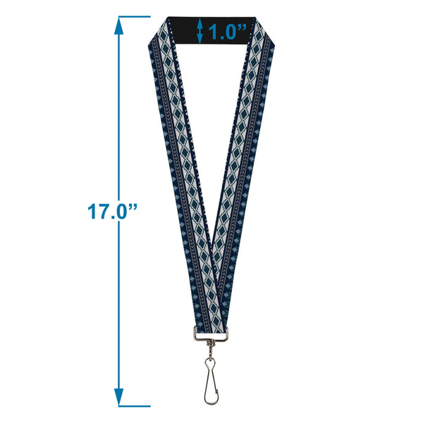 Buckle-Down Lanyard - 1.0" - Aztec4 Blues White Gray