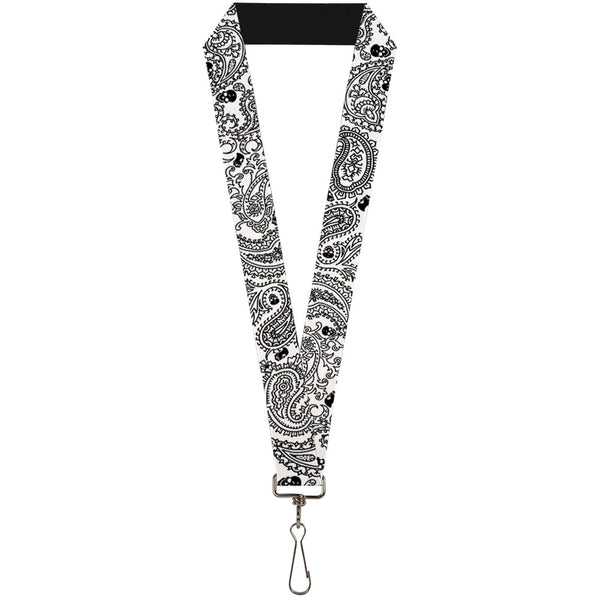 Buckle-Down Lanyard - 1.0" - Bandana Skulls White Black