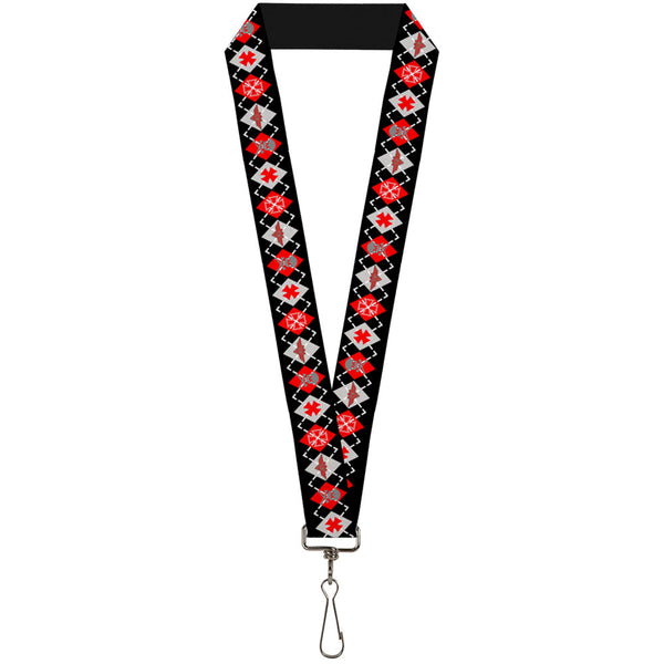Buckle-Down Lanyard - 1.0" - BD Argyle Black Red Gray