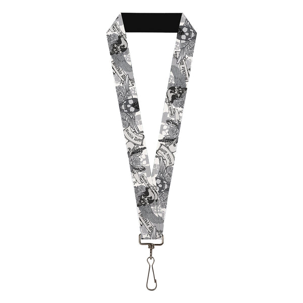 Buckle-Down Lanyard - 1.0" - BD Skull w Roses