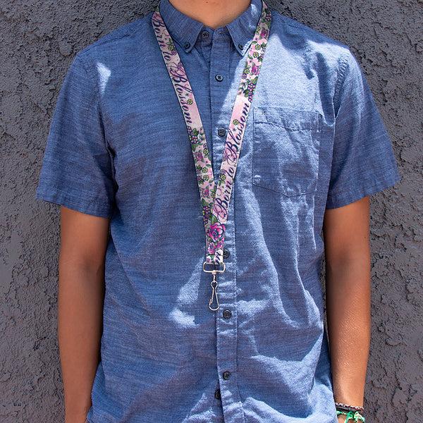 Buckle-Down Lanyard - 1.0" - Born To Blossom Blue