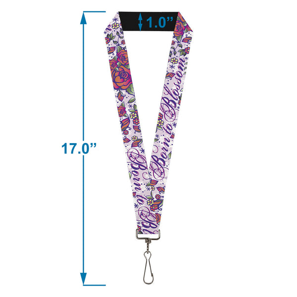 Buckle-Down Lanyard - 1.0" - Born To Blossom Blue