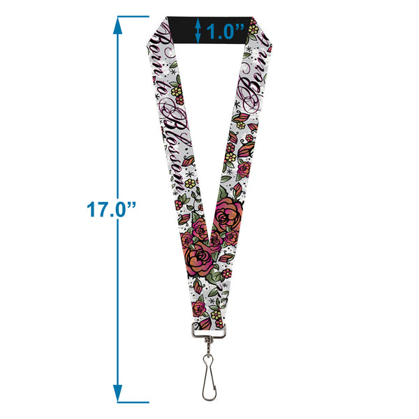 Buckle-Down Lanyard - 1.0" - Born To Blossom White