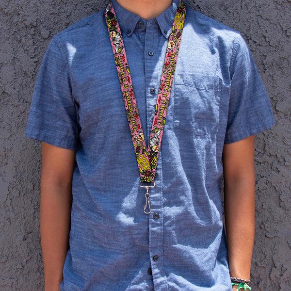 Buckle-Down Lanyard - 1.0" - Born To Raise Hell Pink
