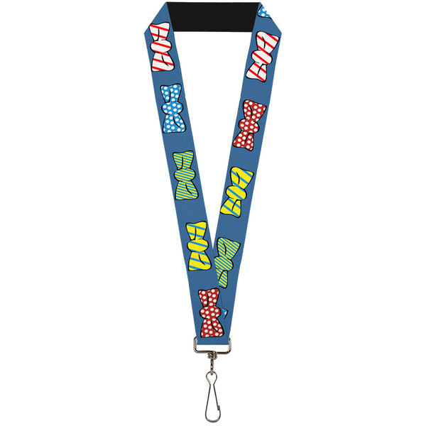 Buckle-Down Lanyard - 1.0" - Bowties Blue Multi Color