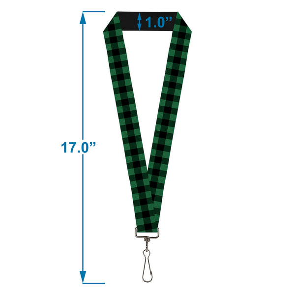 Buckle-Down Lanyard - 1.0" - Buffalo Plaid Black Green